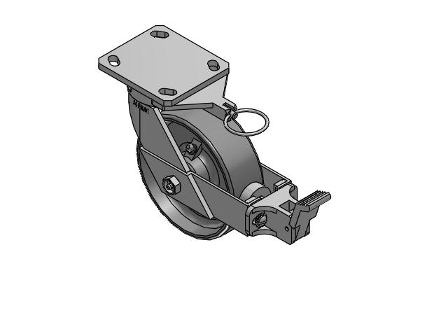 110 Series Kingpinless Top Plate Swivel Caster with 6 x 2 Clear Coat Enamel FS - Drop-Forged Steel Wheel and Face Brake