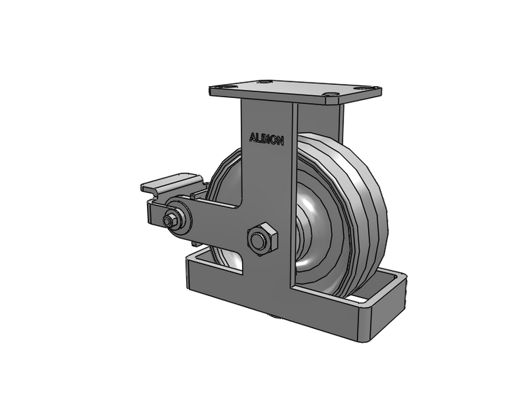 310 Series Top Plate Rigid Caster with 8 x 3 Clear Coat Enamel VF - Drop-Forged Steel V-Groove Wheel and Poly Cam Brake