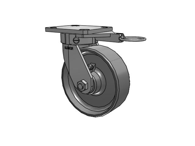 110 Series Kingpinless Top Plate Swivel Caster with 6 x 2 Clear Coat Enamel FS - Drop-Forged Steel Wheel