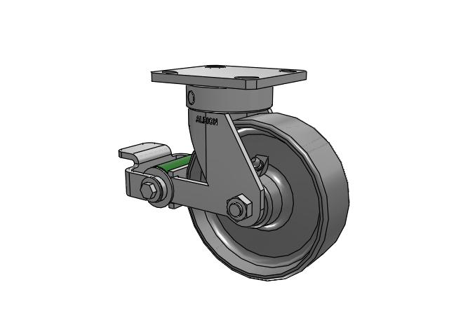 110 Series Kingpinless Top Plate Swivel Caster with 6 x 2 Clear Coat Enamel FS - Drop-Forged Steel Wheel and Poly Cam Brake