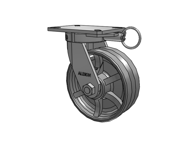 310 Series Top Plate Swivel Caster with 8 x 3 Silver Enamel Paint VG - Cast Iron V-Groove Wheel