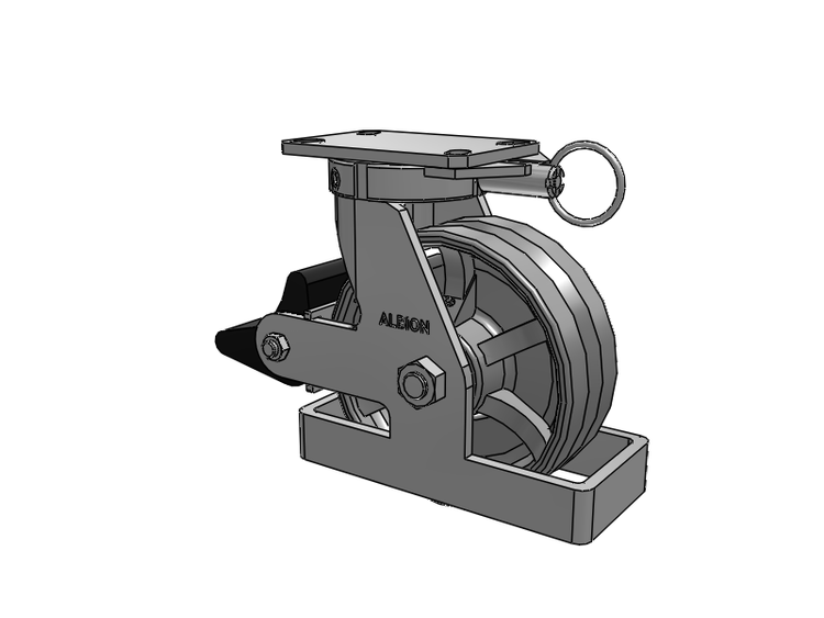 310 Series Top Plate Swivel Caster with 8 x 3 Silver Enamel Paint VG - Cast Iron V-Groove Wheel and Poly Lock Integrated Brake