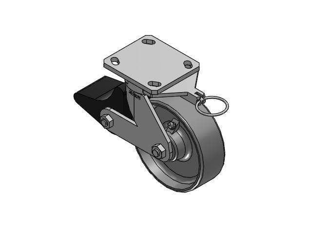 110 Series Kingpinless Top Plate Swivel Caster with 6 x 2 Clear Coat Enamel FS - Drop-Forged Steel Wheel and Poly Lock Integrated Brake