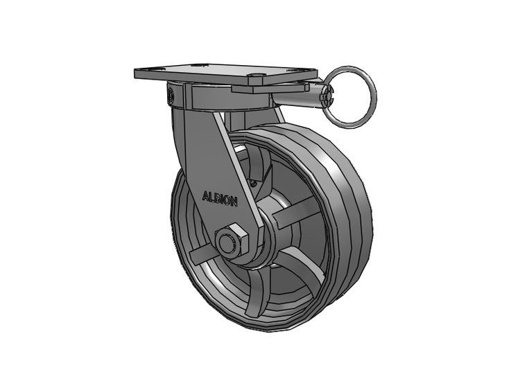 310 Series Top Plate Swivel Caster with 8 x 3 Silver Enamel Paint VG - Cast Iron V-Groove Wheel