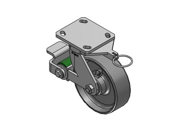 110 Series Kingpinless Top Plate Swivel Caster with 6 x 2 Clear Coat Enamel FS - Drop-Forged Steel Wheel and Poly Cam Brake