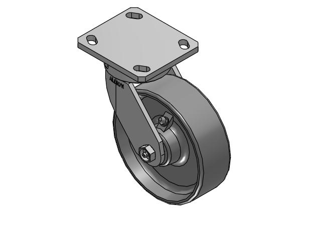 110 Series Kingpinless Top Plate Swivel Caster with 6 x 2 Clear Coat Enamel FS - Drop-Forged Steel Wheel