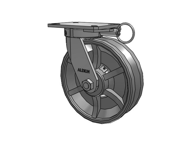 310 Series Top Plate Swivel Caster with 10 x 3 Silver Enamel Paint VG - Cast Iron V-Groove Wheel