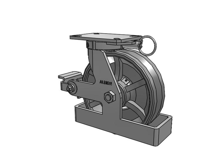 310 Series Top Plate Swivel Caster with 10 x 3 Silver Enamel Paint VG - Cast Iron V-Groove Wheel and Poly Cam Brake