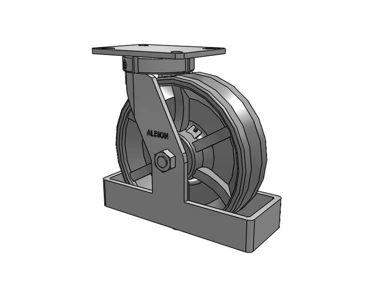 310 Series Top Plate Swivel Caster with 10 x 3 Silver Enamel Paint VG - Cast Iron V-Groove Wheel
