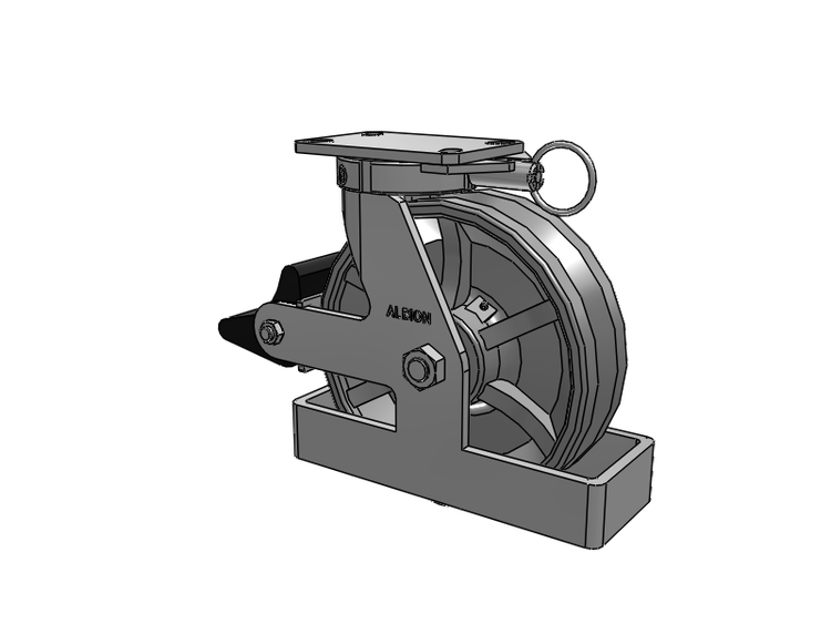 310 Series Top Plate Swivel Caster with 10 x 3 Silver Enamel Paint VG - Cast Iron V-Groove Wheel and Poly Lock Integrated Brake