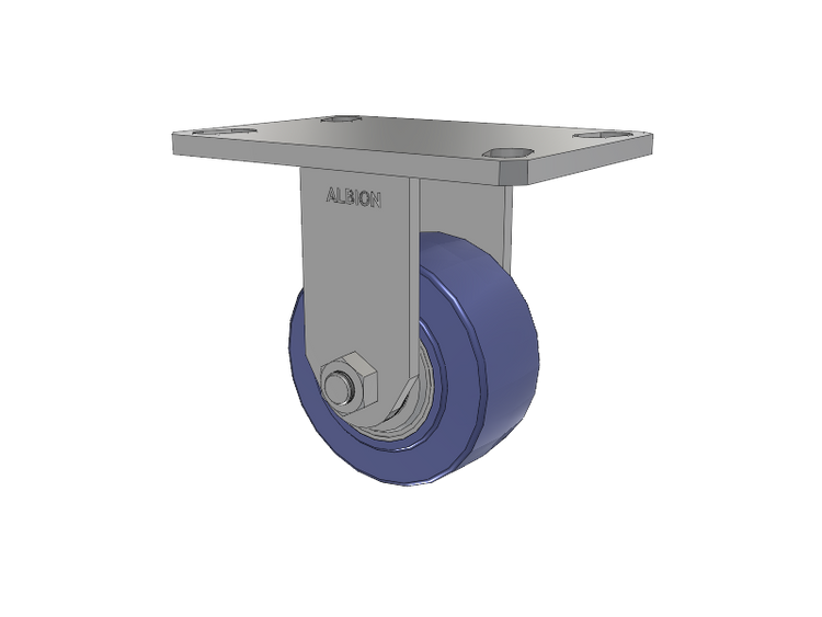 110 Series Kingpinless Top Plate Rigid Caster with 4 x 2 Blue HF - HydroTech (Flat) Wheel
