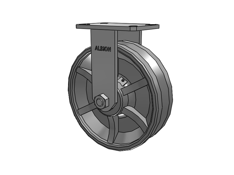310 Series Top Plate Rigid Caster with 10 x 3 Silver Enamel Paint VG - Cast Iron V-Groove Wheel