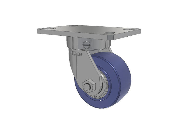 110 Series Kingpinless Top Plate Swivel Caster with 4 x 2 Blue HF - HydroTech (Flat) Wheel