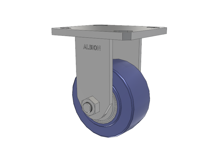 110 Series Kingpinless Top Plate Rigid Caster with 4 x 2 Blue HF - HydroTech (Flat) Wheel