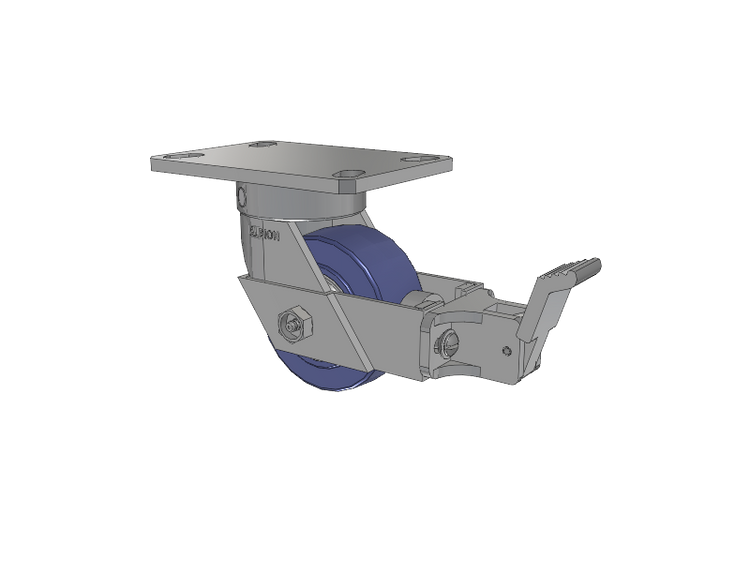 110 Series Kingpinless Top Plate Swivel Caster with 4 x 2 Blue HF - HydroTech (Flat) Wheel and Face Brake