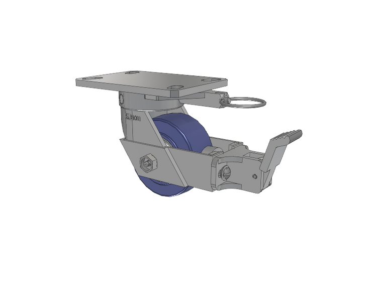 110 Series Kingpinless Top Plate Swivel Caster with 4 x 2 Blue HF - HydroTech (Flat) Wheel and Face Brake