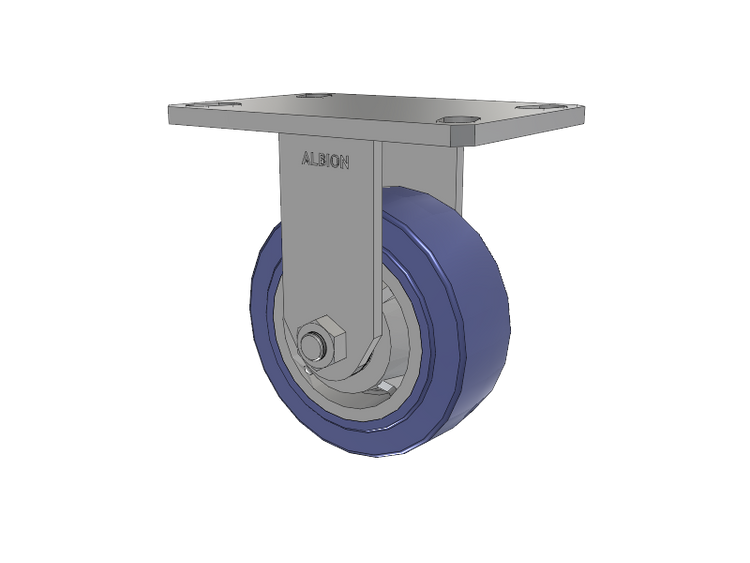 110 Series Kingpinless Top Plate Rigid Caster with 5 x 2 Blue HF - HydroTech (Flat) Wheel