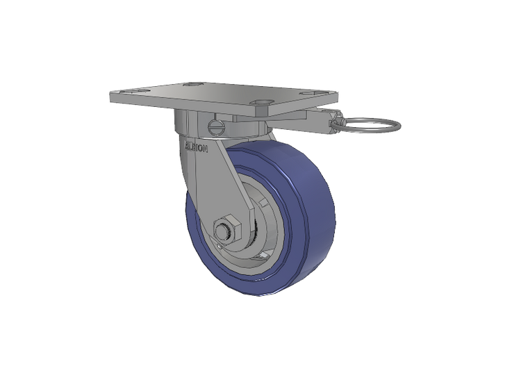 110 Series Kingpinless Top Plate Swivel Caster with 5 x 2 Blue HF - HydroTech (Flat) Wheel