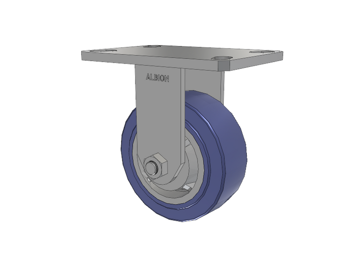 110 Series Kingpinless Top Plate Rigid Caster with 5 x 2 Blue HF - HydroTech (Flat) Wheel