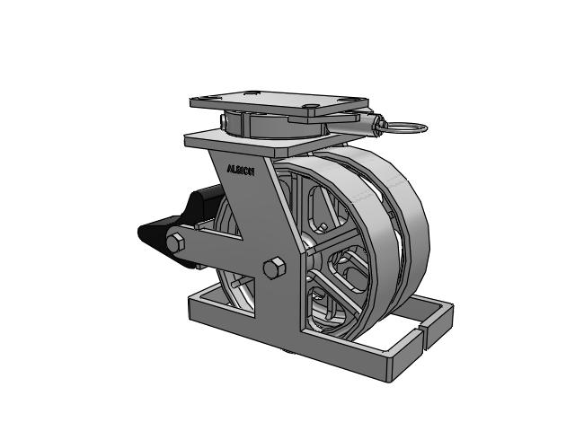 315 Series Top Plate Swivel Caster with 8 x 2 CA - Cast Iron Wheel and Poly Lock Integrated Brake