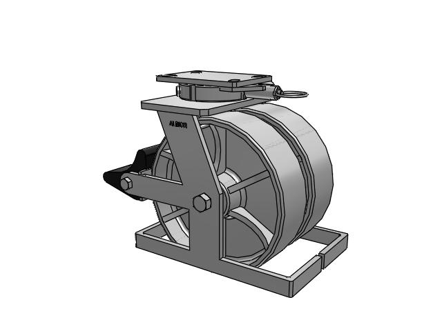 315 Series Top Plate Swivel Caster with 10 x 3 CA - Cast Iron Wheel and Poly Lock Integrated Brake