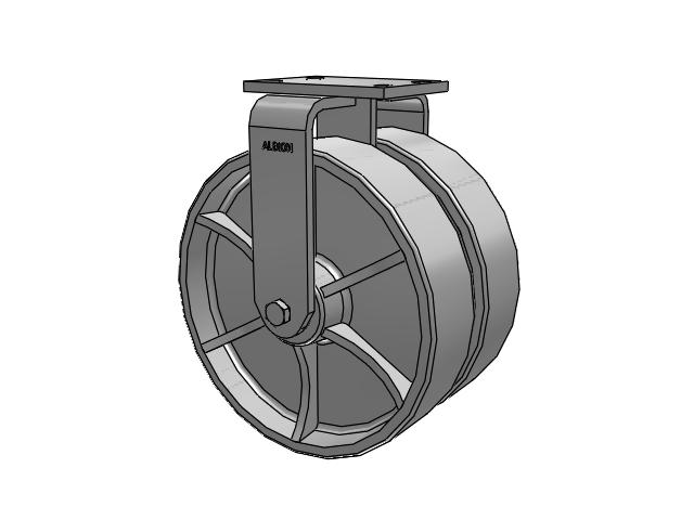 315 Series Top Plate Rigid Caster with 12 x 3 CA - Cast Iron Wheel