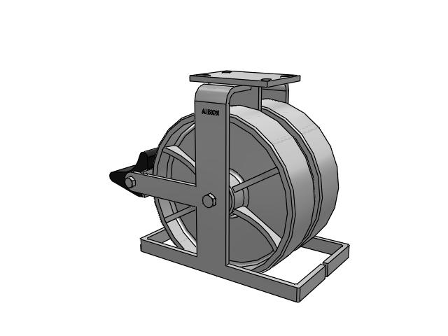 315 Series Top Plate Rigid Caster with 12 x 3 CA - Cast Iron Wheel and Poly Lock Integrated Brake