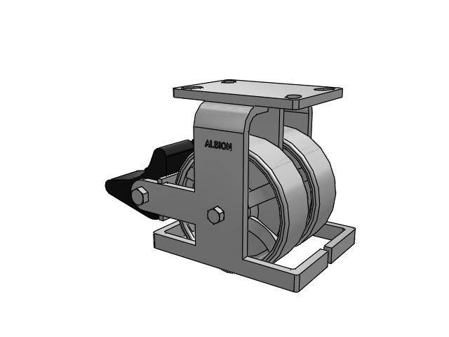 315 Series Top Plate Rigid Caster with 6 x 2 CH - Cast Iron (Heavy Duty) Wheel and Poly Lock Integrated Brake