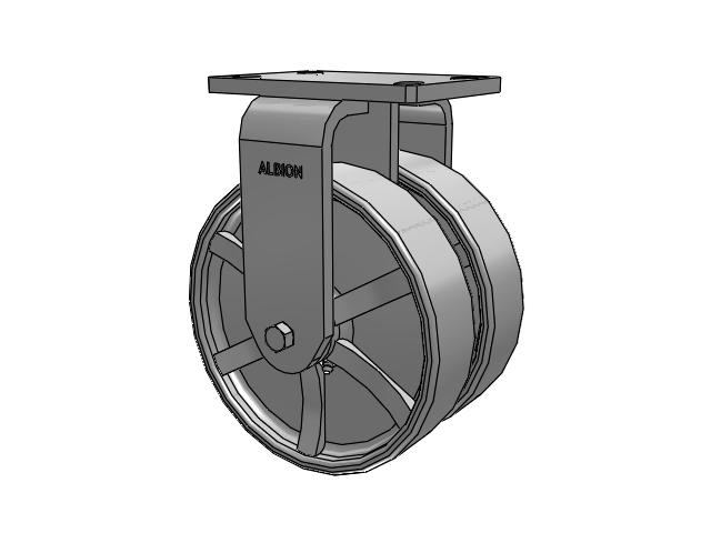 315 Series Top Plate Rigid Caster with 8 x 2 CH - Cast Iron (Heavy Duty) Wheel