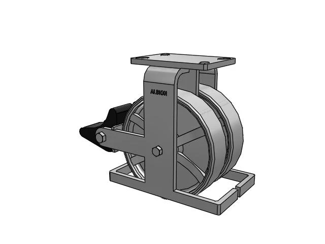 315 Series Top Plate Rigid Caster with 8 x 2 CH - Cast Iron (Heavy Duty) Wheel and Poly Lock Integrated Brake