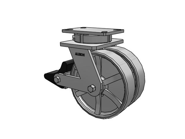 315 Series Top Plate Swivel Caster with 8 x 2 CH - Cast Iron (Heavy Duty) Wheel and Poly Lock Integrated Brake