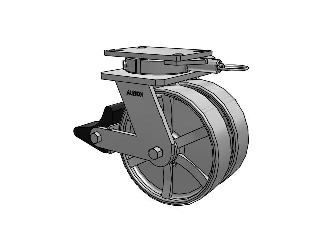 315 Series Top Plate Swivel Caster with 8 x 2 CH - Cast Iron (Heavy Duty) Wheel and Poly Lock Integrated Brake