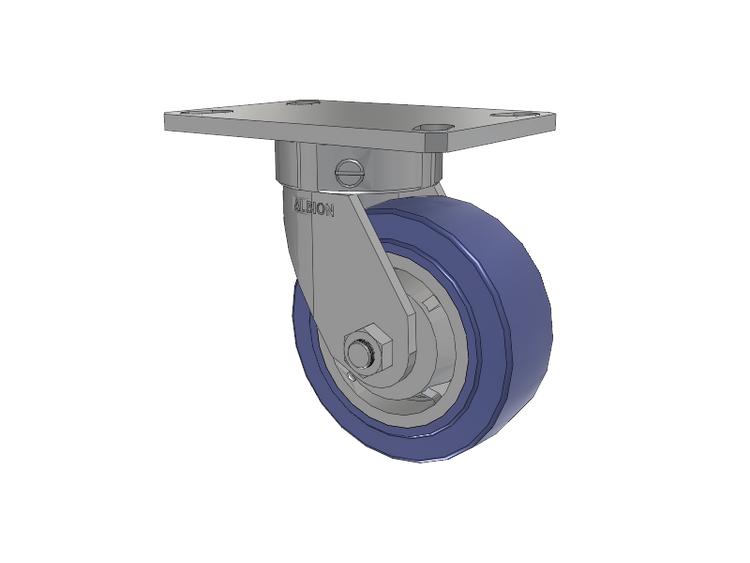 110 Series Kingpinless Top Plate Swivel Caster with 5 x 2 Blue HF - HydroTech (Flat) Wheel