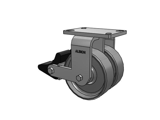 315 Series Top Plate Rigid Caster with 6 x 2 FS - Drop-Forged Steel Wheel and Poly Lock Integrated Brake
