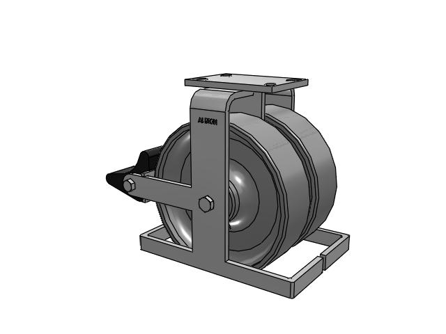 315 Series Top Plate Rigid Caster with 10 x 3 FS - Drop-Forged Steel Wheel and Poly Lock Integrated Brake