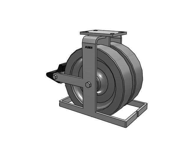 315 Series Top Plate Rigid Caster with 12 x 3 FS - Drop-Forged Steel Wheel and Poly Lock Integrated Brake