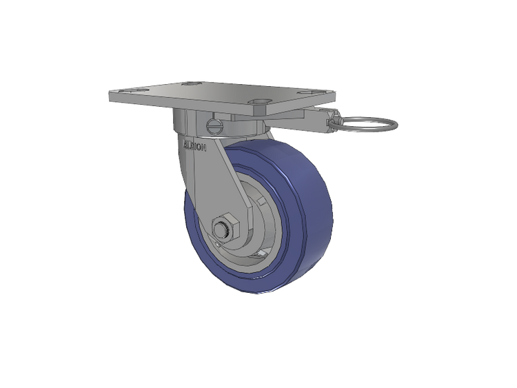 110 Series Kingpinless Top Plate Swivel Caster with 5 x 2 Blue HF - HydroTech (Flat) Wheel