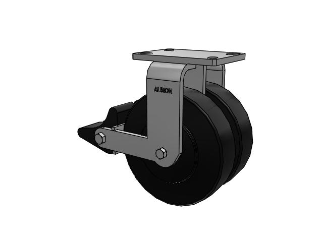 315 Series Top Plate Rigid Caster with 8 x 2 NX - Trionix High Impact Polymer Wheel and Poly Lock Integrated Brake