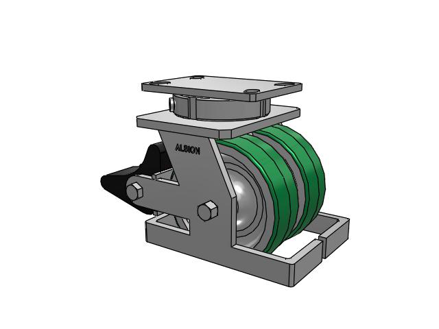 315 Series Top Plate Swivel Caster with 6 x 2 PD - Polyurethane (Aluminum Core) Wheel and Poly Lock Integrated Brake