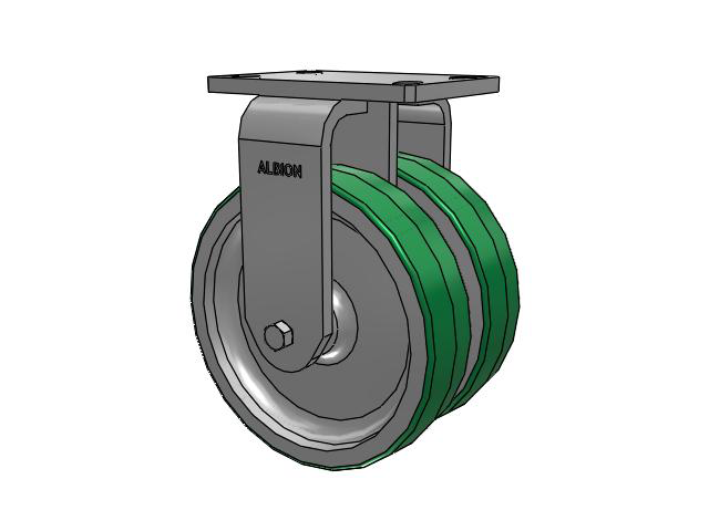 315 Series Top Plate Rigid Caster with 8 x 2 PD - Polyurethane (Aluminum Core) Wheel