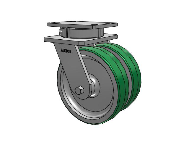 315 Series Top Plate Swivel Caster with 8 x 2 PD - Polyurethane (Aluminum Core) Wheel
