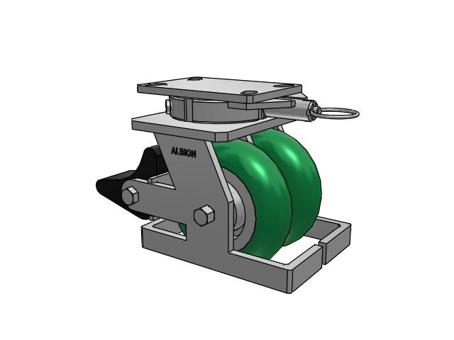 315 Series Top Plate Swivel Caster with 6 x 2 PM - Round Polyurethane 95A (Aluminum Core) Wheel and Poly Lock Integrated Brake