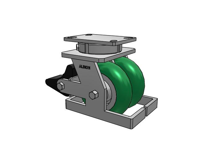 315 Series Top Plate Swivel Caster with 6 x 2 PM - Round Polyurethane 95A (Aluminum Core) Wheel and Poly Lock Integrated Brake