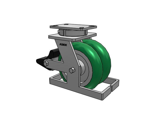 315 Series Top Plate Swivel Caster with 8 x 2 PM - Round Polyurethane 95A (Aluminum Core) Wheel and Poly Lock Integrated Brake
