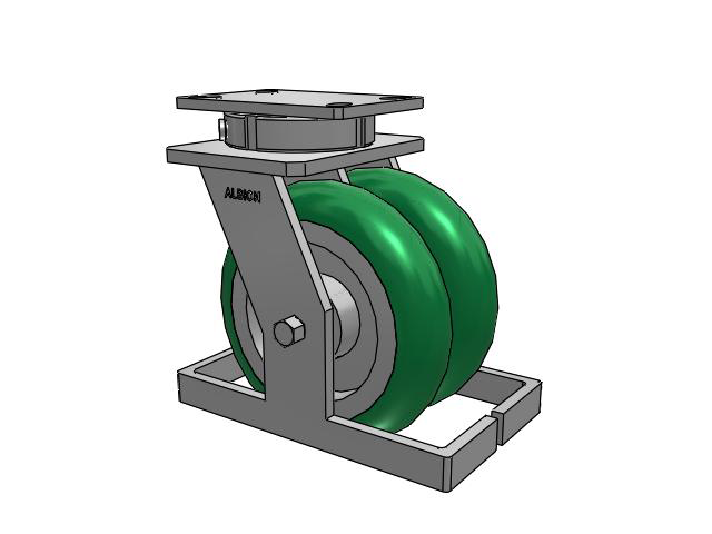 315 Series Top Plate Swivel Caster with 8 x 2 PM - Round Polyurethane 95A (Aluminum Core) Wheel