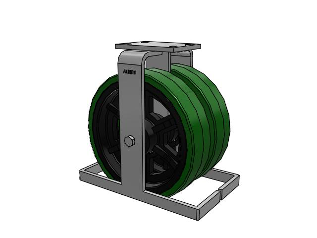 315 Series Top Plate Rigid Caster with 12 x 3 PX - Thick Polyurethane (Cast Iron Core) Wheel