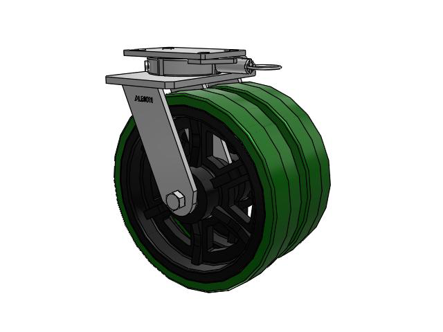 315 Series Top Plate Swivel Caster with 12 x 3 PX - Thick Polyurethane (Cast Iron Core) Wheel