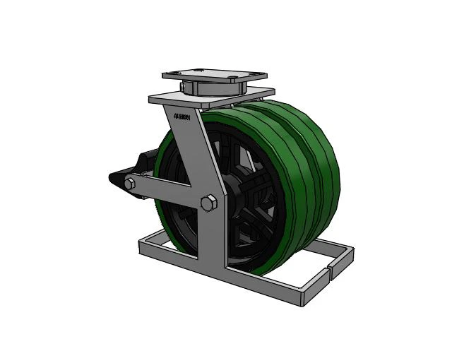 315 Series Top Plate Swivel Caster with 12 x 3 PX - Thick Polyurethane (Cast Iron Core) Wheel and Poly Lock Integrated Brake