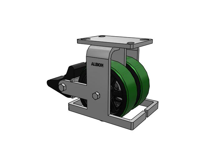 315 Series Top Plate Rigid Caster with 6 x 2 PY - Polyurethane (Cast Iron Core) Wheel and Poly Lock Integrated Brake