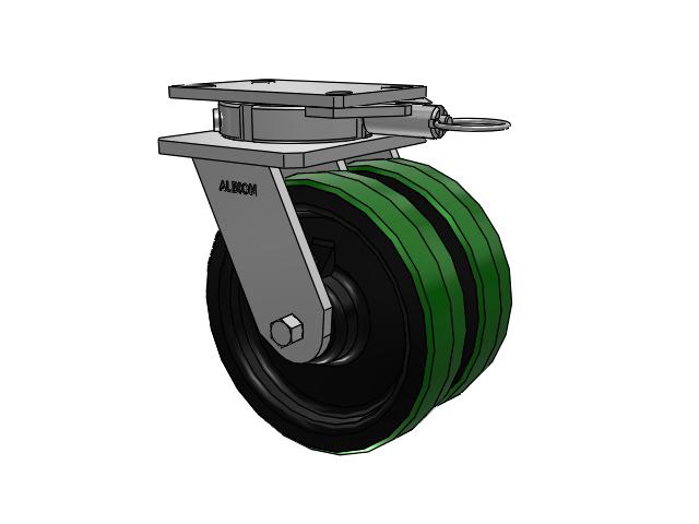 315 Series Top Plate Swivel Caster with 8 x 2 PY - Polyurethane (Cast Iron Core) Wheel